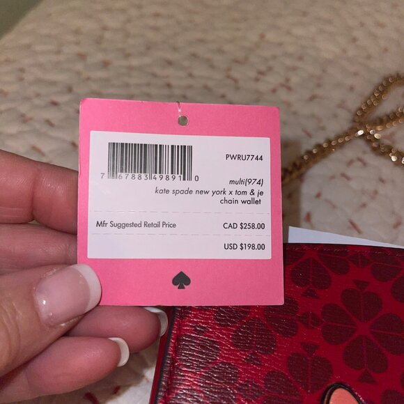 Kate Spade Tom And Jerry Womens Crossbody Bag Red Chainlink Purse Leather New - Picture 3 of 13